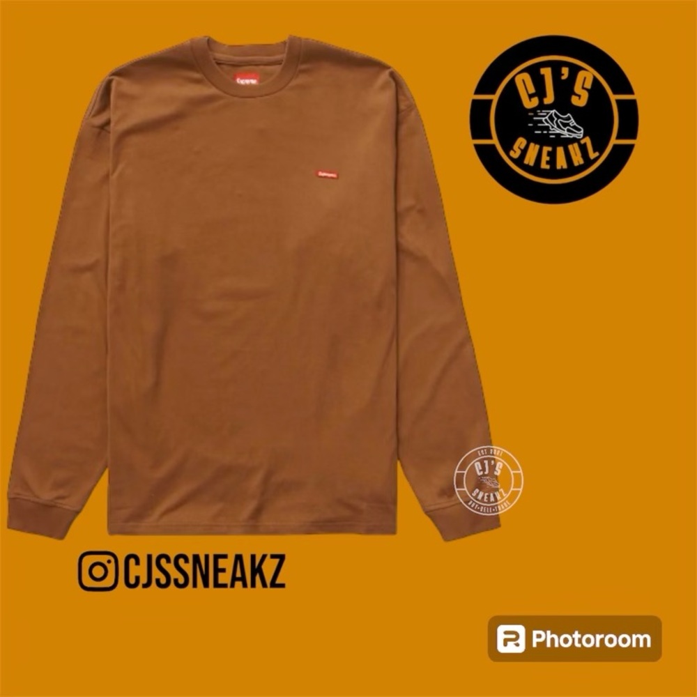 Men’s Supreme Small Box L/S Tee (SS22) Brown - Brand New X-Large